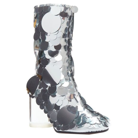 Maison Margiela silver pailette clear lucite heels ankle boots - Picture 2 of 6